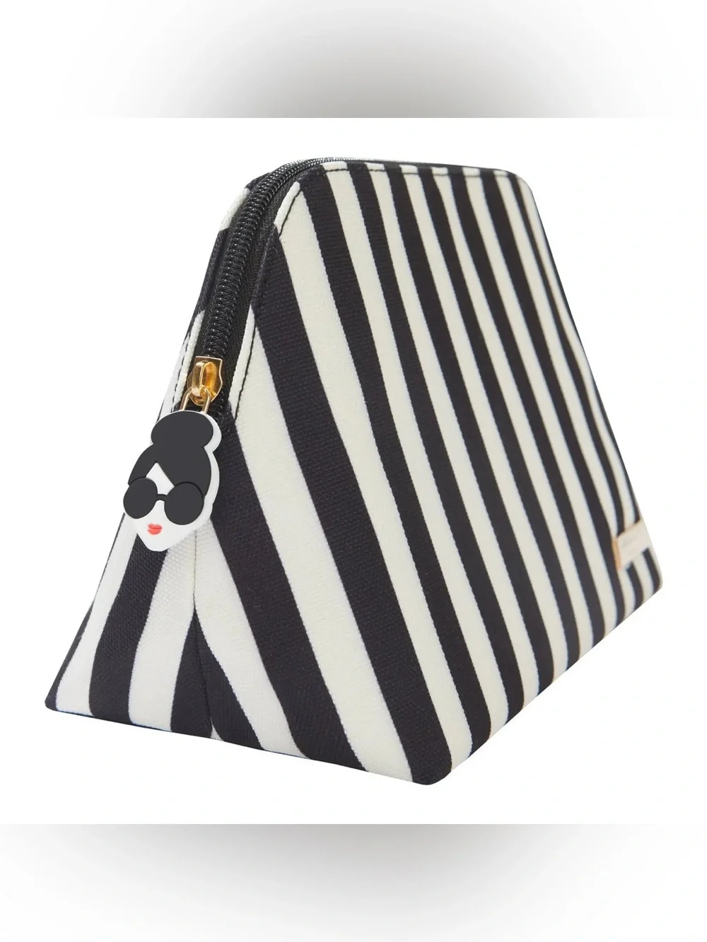 Alice + Olivia x FabFitFun Positano Black White striped pencil makeup Bag Pouch